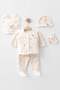 Baby Girl Gül Patterned 100% P Cotton 5-Piece Newborn Hospital Release Zibin Set - 3