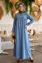 Placket Indigo Denim Dress with Robe - 3