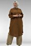 48058 Plus Size Buttoned Muslin Shirt - Tan