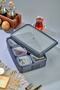 6-Piece Striped Vacuum Breakfast Set with Square Trays and Divided Lid (1*3.5 Lt)+(6*350 ml) Anthracite - 2