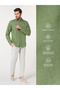 The Spice Market – Green Linen Shirt with Exotic Warmth, Comfort Fit - 4