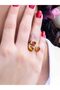 Natural Stone Agate Oval Triple Natural Stone Antique Model Women's Adjustable Ring Euy76A