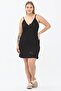 Women's Large Size V-Neck Lycra Viscose Fabric Lace Satin Look Model Strap Nightgown Black - 6