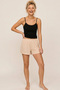 Nude Color Patterned Rope Strap Knitted Pajamas with Lace Details and Shorts 8049 - 2