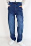 Boy's Jean Pants with Lace-Up, Zipper Pockets, Ages 10-14, Dark Blue - 4