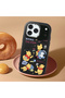 iPhone 17 Pro Compatible Shock-Absorbing Camera Protected Black Silicone Case Cartoon Patterned - 2
