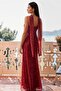 Strapless Floral Print Tulle Belted Bodycon Maxi Dress - 2