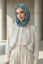 Chiffon Hooded Combed Cotton Bonnet with Neck Covering Feature, B-95, Dark Mint - Çağla Yeşili