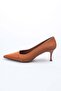 Lina Tan Color Suede and Leather Combination Heeled Women's Shoes - 6