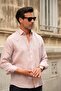 Slim Fit Long Sleeve 100% Linen Breathable Fabric Men's Shirt with Gift Box Fs-004170 - Beige - 2