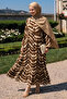 Tie Dye Patterned Viscose Tan Dress