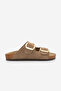 Women's Genuine Leather Daily Slippers Double Banded Slippers Eva Sole Poly Camel - 3
