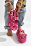 Giza Fuchsia Suede High Wedge Heel Women's Slipper - 4