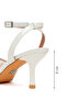 Women's White Ankle Buckle Flower Embroidered Open Back Thin Heeled Shoes 26Pfe49686F - 5
