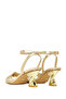 Women's Gold Ankle Buckle Metallic Thick Heeled Sandals 26Sfe452732 - 7