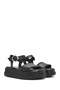 Women's Black Ankle Buckle Thick Sole Genuine Leather Sandals 25Sfd201518 - 3