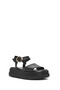Women's Black Ankle Buckle Thick Sole Genuine Leather Sandals 25Sfd201518 - 6