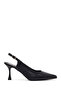 Women's Black Ankle Buckle Printed Thin Heeled Open Back Leather Shoes 26Pfd161126