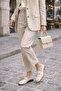 Women's Cream Leather Masculine Loafer 26Pfd350218 - 2