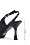 Women's Black Ankle Buckle Printed Thin Heeled Open Back Leather Shoes 26Pfd161126 - 4