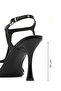 Women's Black Ankle Buckle High Thin Heeled Patent Leather Sandals 26Sfd160616 - 4