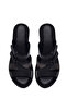 Women's Black Wedge Heeled Leather Comfort Slippers 26Sfd322118 - 4