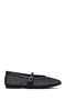Women's Black Mesh Buckle Ballerinas 26Pfe485014