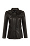 Rebecca-X Women's Black Turn-Down Collar Leather Coat 26Sge5651Ve - 5