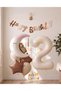 Cream Colored 2 Years Old Moon Grandpa Sleeping Cute Teddy Bear Happy Birthday Balloon Set