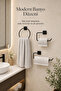 Jasmin Adhesive Black Square 3-Piece Bathroom Set |   Toilet Roll Holder, Solo Towel Holder, Round Towel Holder - 4