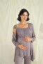 Lace Front Buttoned Maternity 3-Piece Pajama Set - 4