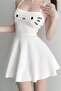 White Hello Kitty Face Strap Dress - 2