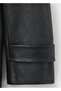 Fur Collar Leather Look Coat - 5