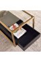Zarol Sofa Corner End Table Tempered Glass - Gold & Brown - 3