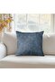 Engraved Damask Down Alt Filled Leather Cushion 50x50cm - Blue