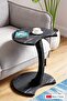 Wheeled Side Table - Jet - Black Marble Pattern