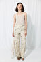 Trace Collection Eco Print Cotton Linen Trousers - Stone - 6