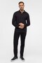 Black Regular Plain Zippered Polo Collar Sweatshirt - 5