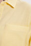 Women's Oversize Wide Cut 100% Cotton Muslin Fabric Long Sleeve Pocketed Textured Yellow Shirt - 8