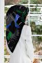 100% Twill Silk Geometric Patterned Cobalt Blue - Emerald Green Color 90X90 Scarf Planting Shape : Hand Sewn - 5