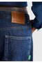 Women's navy blue 100% cotton denim pants with label detail and wide leg - 6