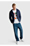 Men's Navy Blue Polyester Filled Regular Fit Hooded Puffer Coat - 5
