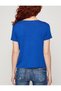 Women's Blue Crew Neck T-shirt - 4