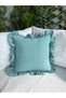 İnci Vintage Ruffled Mint Green Throw Pillow Cover 1 Pc - 5