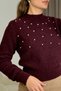 Women's Stone Detailed Soft Gray Knitwear Sweater - 4