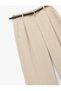 High Waist Palazzo Trousers with Belt Detail and Pleated Pockets - 5