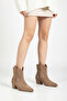 Mink Stone Sand Matte Suede Western Cowboy Short Ankle Boots - 5