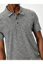 Polo Neck T-Shirt Button Detailed Short Sleeve Gray - 7