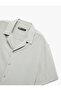 Short Sleeve Apaş Collar Buttoned Viscose Shirt - 7