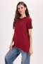 Women's Relax Fit Relaxed Cut Short Sleeve Crew Neck Claret Red T-Shirt - 3